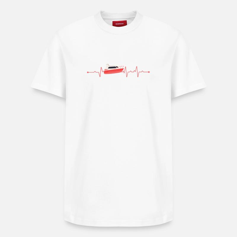 Herzschlag Boot Motorboot - Relaxed Unisex Supima Cotton T-Shirt – von SPREAD - Weiß