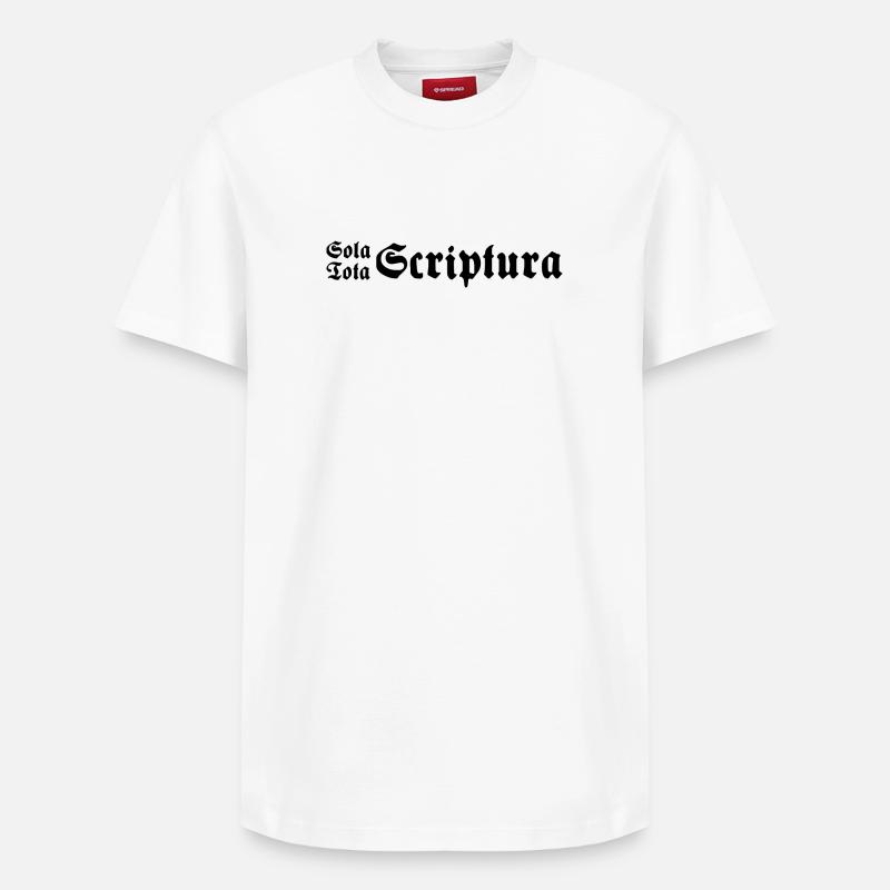 Sola Tota Scriptura Schwarz - Relaxed Unisex Supima Cotton T-Shirt – von SPREAD - Weiß
