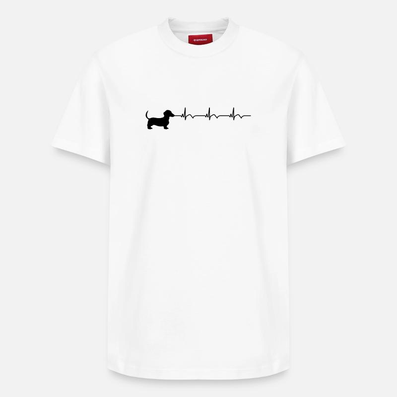 ECG teckel Battement de cœur - T-shirt unisexe décontracté en coton Supima – de SPREAD - blanc