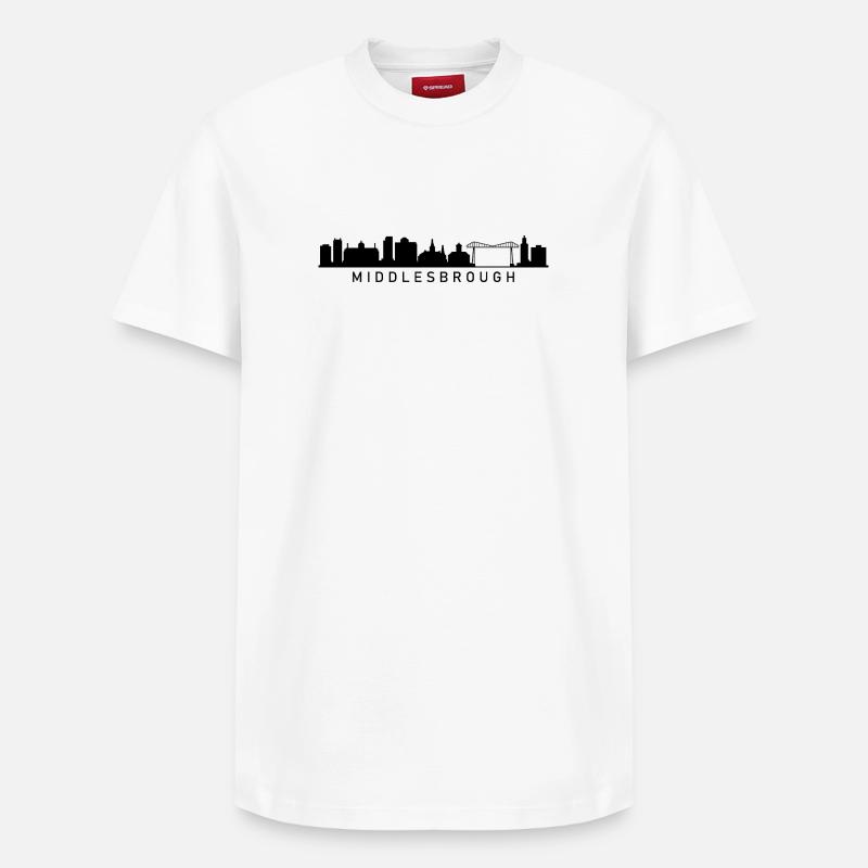 Middlesbrough skyline - Relaxed Unisex Supima Cotton T-Shirt – by SPREAD - white