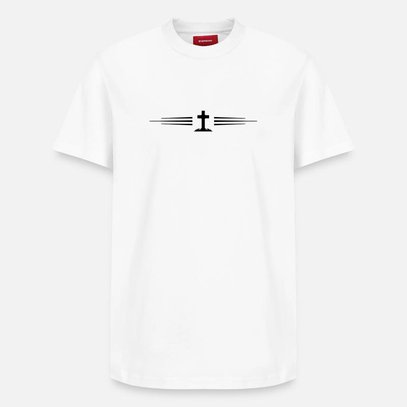 Ligne de symbole croisé - T-shirt unisexe décontracté en coton Supima – de SPREAD - blanc
