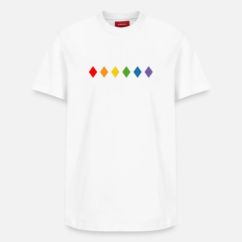 Regenbogen Rhombus - Relaxed Unisex Supima Cotton T-Shirt – von SPREAD - Weiß