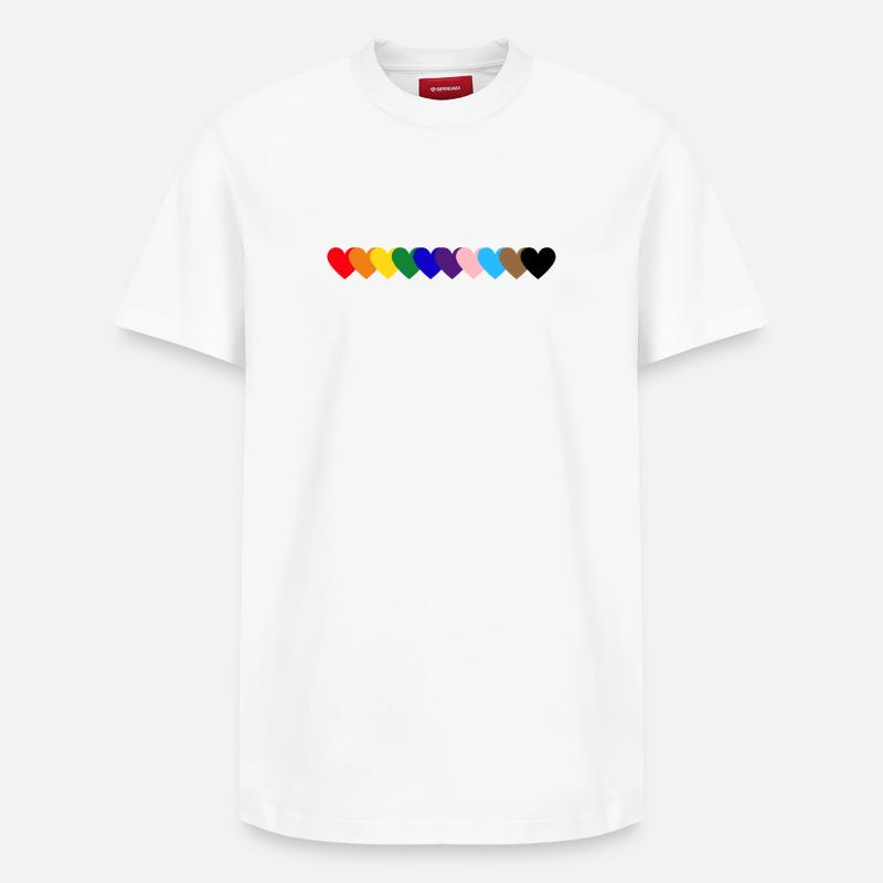 Regenbogen Herzen Pride - Relaxed Unisex Supima Cotton T-Shirt – von SPREAD - Weiß