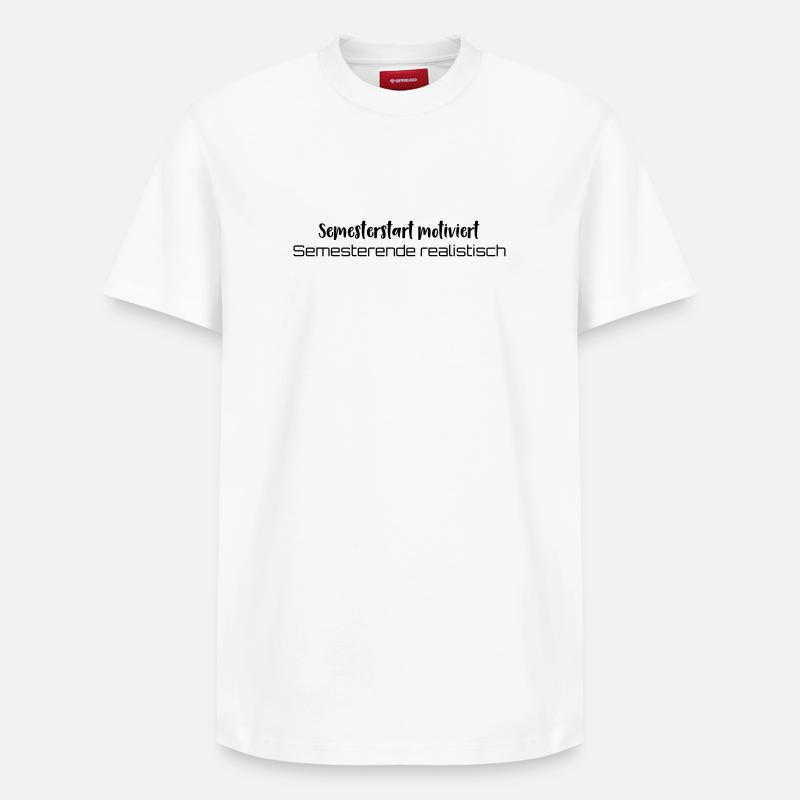 Kaffee → Lernen → Existenzkrise - Relaxed Unisex Supima Cotton T-Shirt – von SPREAD - Weiß