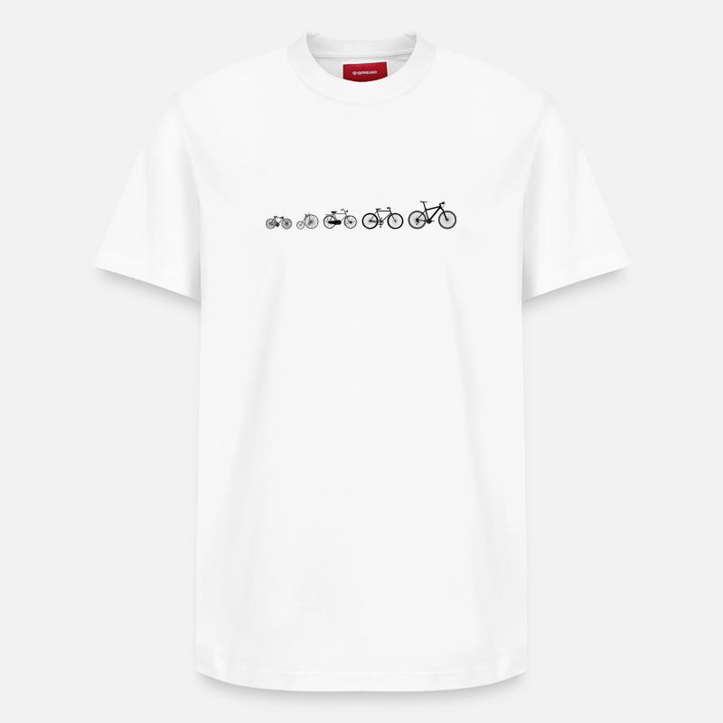 Evolutionsentwicklung des Radfahrens - Relaxed Unisex Supima Cotton T-Shirt – von SPREAD - Weiß