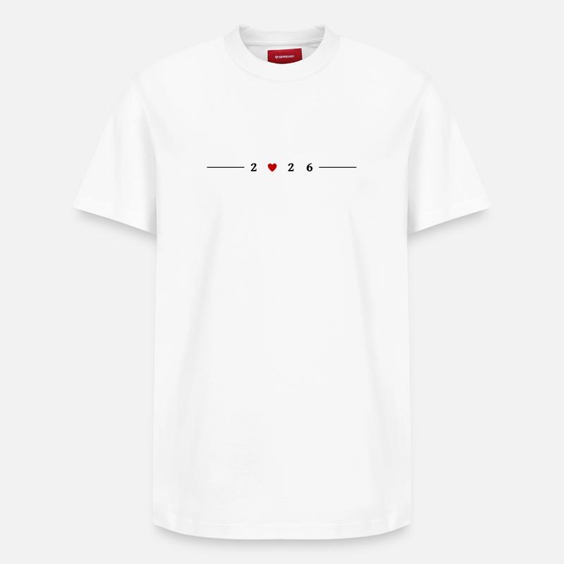 Cœur 2026 - T-shirt unisexe décontracté en coton Supima – de SPREAD - blanc