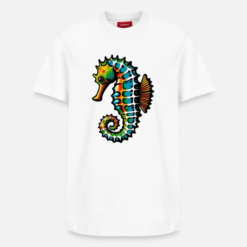 Hippocampe - T-shirt unisexe décontracté en coton Supima – de SPREAD - blanc