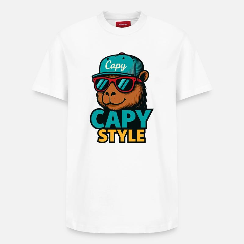 Capy Style Cap Graphic - Relaxed Unisex Supima Cotton T-Shirt – von SPREAD - Weiß