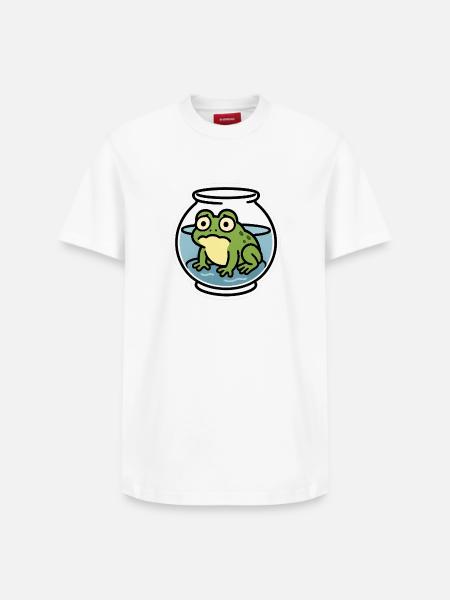 Frog in a Bowl - Relaxed Unisex Supima Cotton T-Shirt – by SPREAD - white