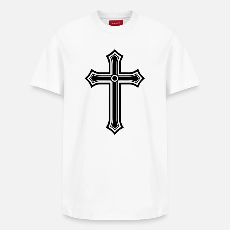 Symbole chrétien croisé - T-shirt unisexe décontracté en coton Supima – de SPREAD - blanc
