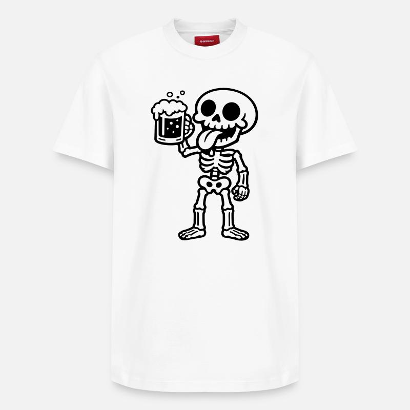 Skeleton Beer Comic - T-shirt unisexe décontracté en coton Supima – de SPREAD - blanc