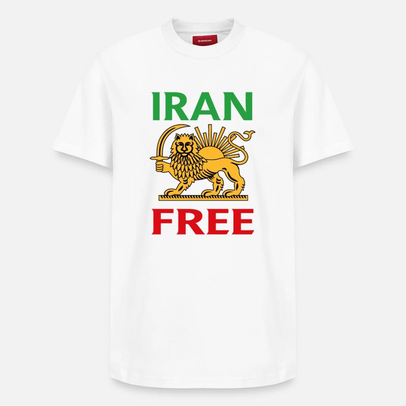 Emblème du Lion libre d’Iran - T-shirt unisexe décontracté en coton Supima – de SPREAD - blanc