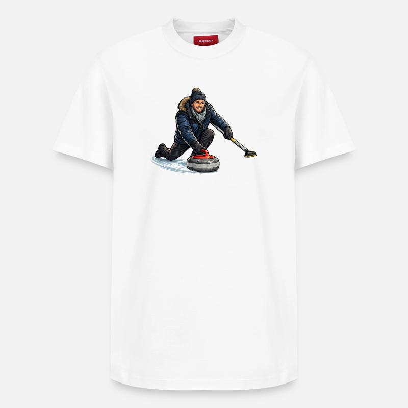 Curlingheld im Eiswind - Relaxed Unisex Supima Cotton T-Shirt – von SPREAD - Weiß