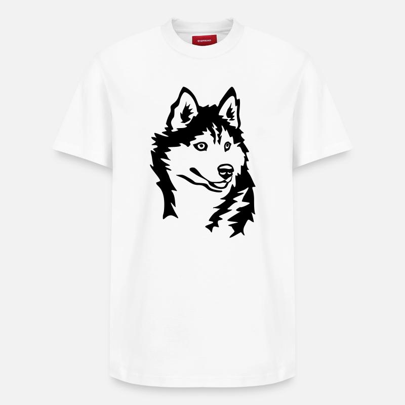 Tête de Husky - T-shirt unisexe décontracté en coton Supima – de SPREAD - blanc