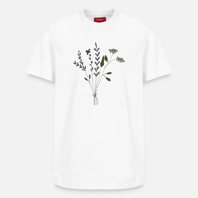 blumenwiese strauss gewebe - Relaxed Unisex Supima Cotton T-Shirt – von SPREAD - Weiß