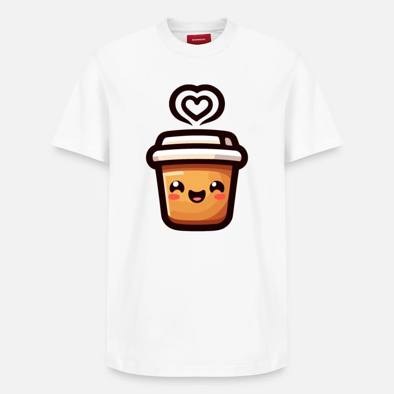 Caffeine Cutie: The Joyful Java - Relaxed Unisex Supima Cotton T-Shirt – by SPREAD - white