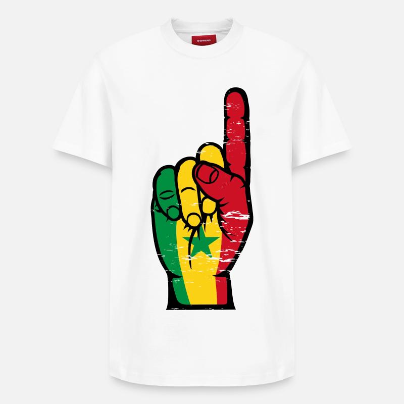 Main des drapeaux du Sénégal - T-shirt unisexe décontracté en coton Supima – de SPREAD - blanc