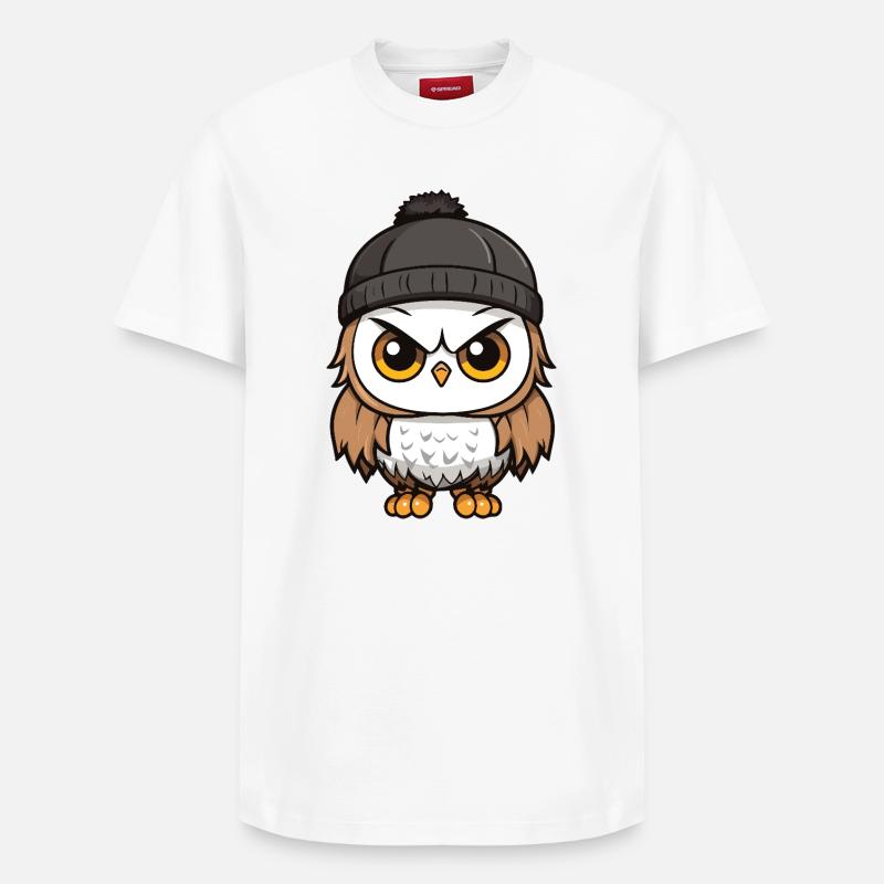 Eule Comic Winter Cozy - Relaxed Unisex Supima Cotton T-Shirt – von SPREAD - Weiß