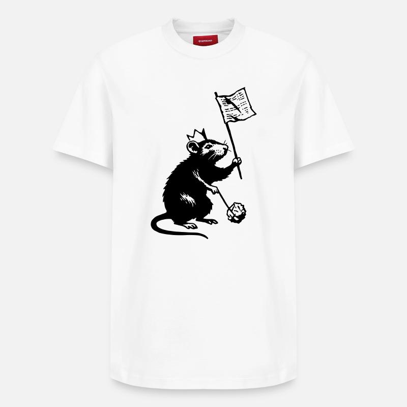 Rat avec drapeau - T-shirt unisexe décontracté en coton Supima – de SPREAD - blanc