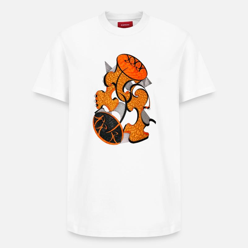 Orangene Abstrakte Formkunst - Relaxed Unisex Supima Cotton T-Shirt – von SPREAD - Weiß