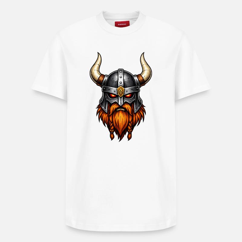 Wikinger Krieger Helm - Relaxed Unisex Supima Cotton T-Shirt – von SPREAD - Weiß