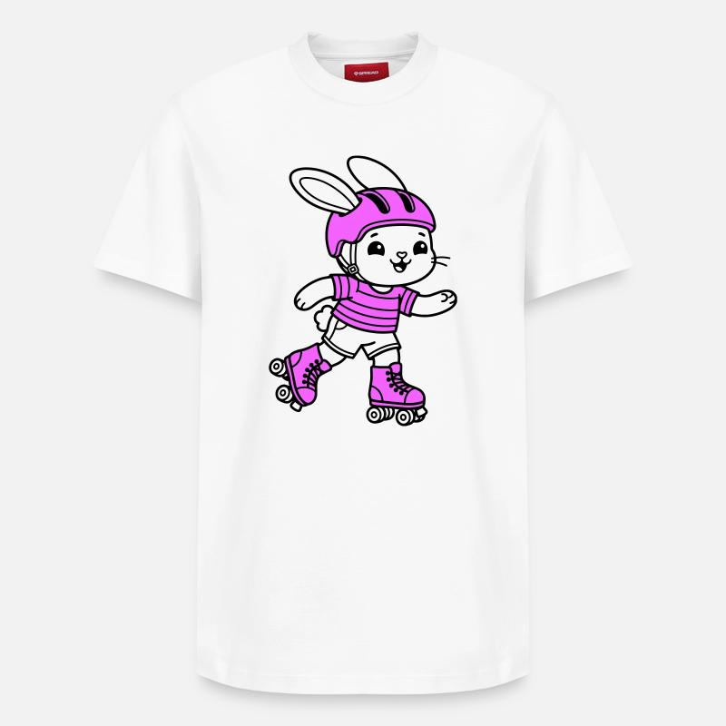 Fille patineuse à roulettes - T-shirt unisexe décontracté en coton Supima – de SPREAD - blanc