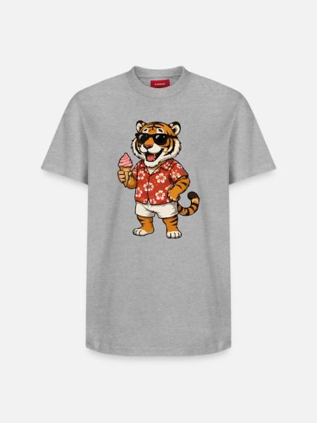 Hawaii-Tiger mit Eis-Sommerlook - Relaxed Unisex Supima Cotton T-Shirt – by SPREAD - white