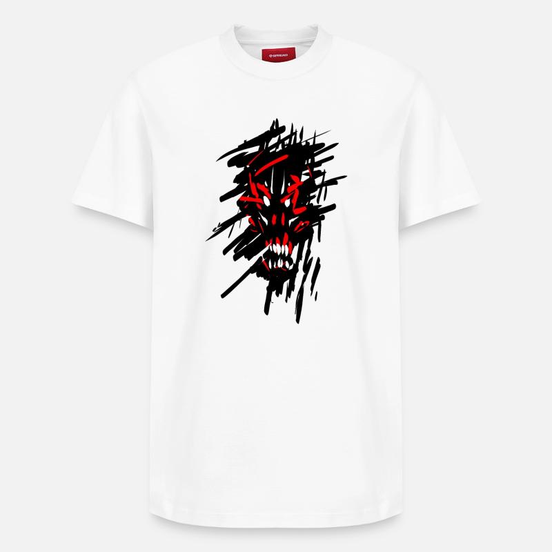 Devil horror graffiti - Relaxed Unisex Supima Cotton T-Shirt – by SPREAD - white