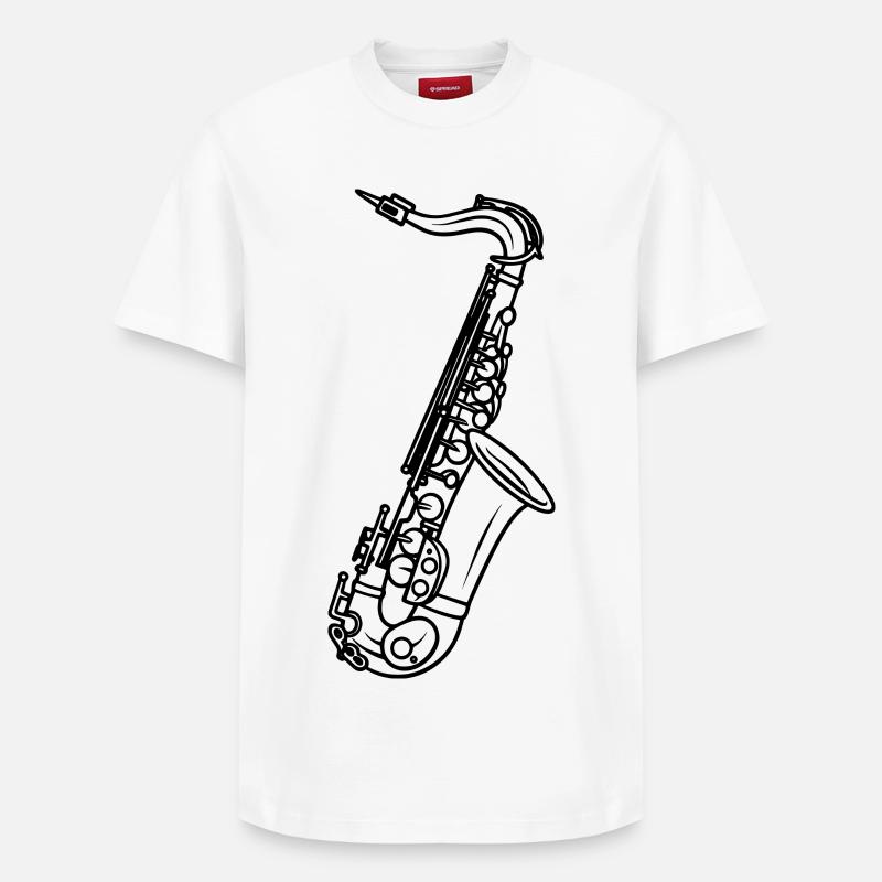 Dessin de saxophone - T-shirt unisexe décontracté en coton Supima – de SPREAD - blanc