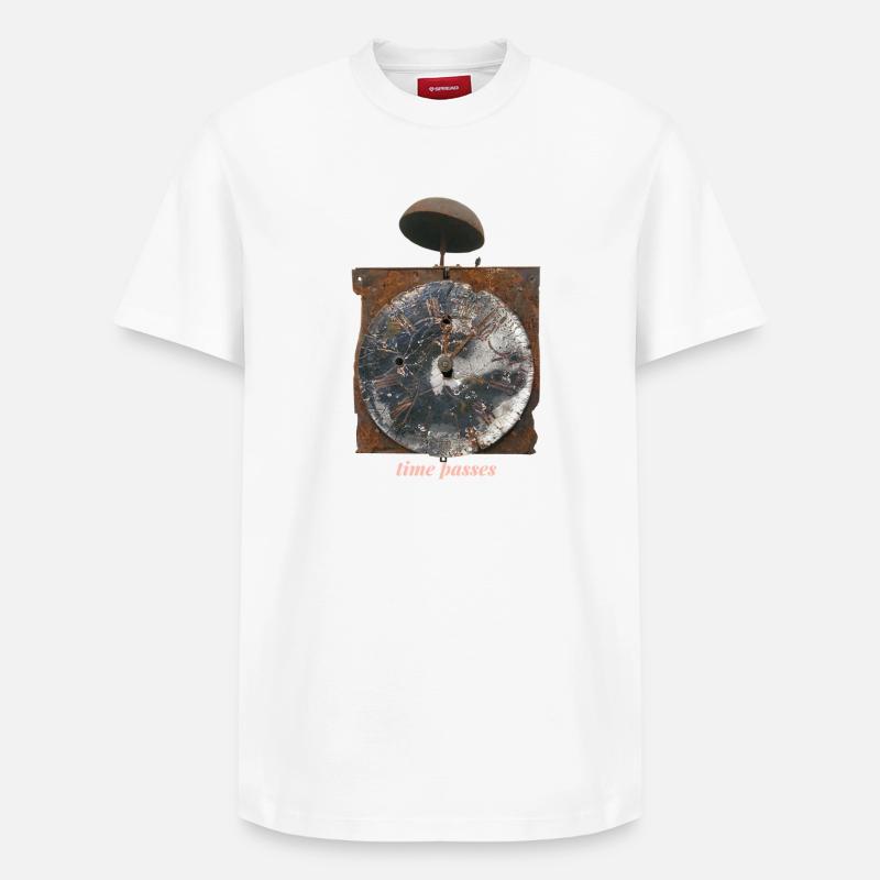 Rusty clock Time passes - Relaxed Unisex Supima Cotton T-Shirt – by SPREAD - white