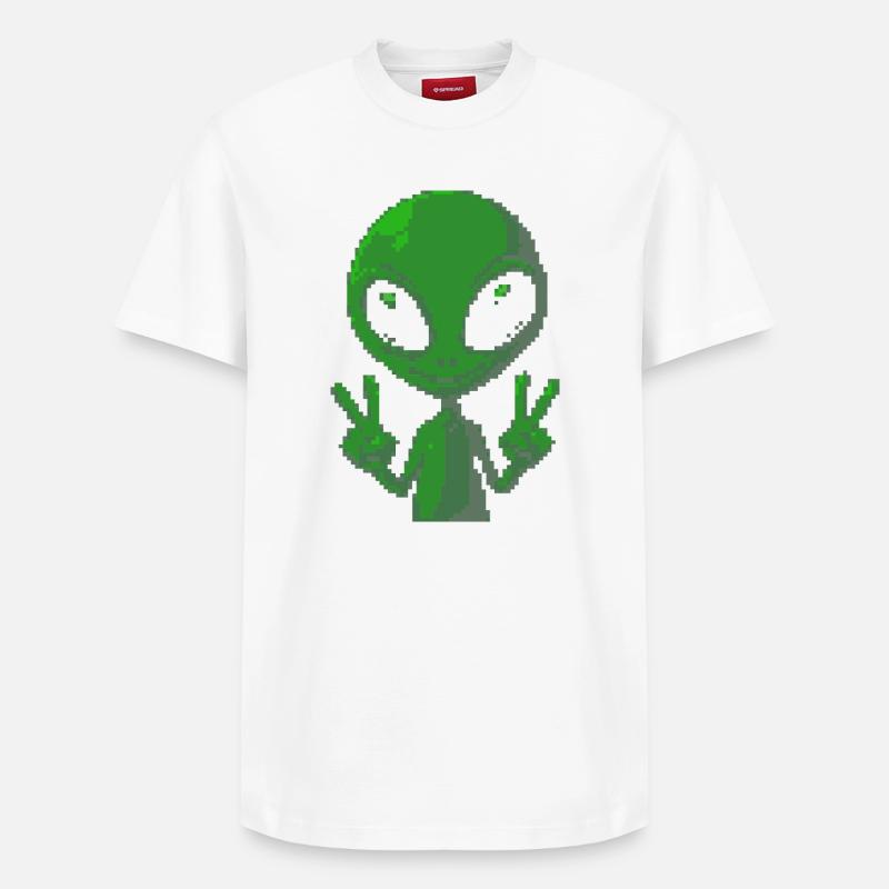 Signe de paix extraterrestre Pixel - T-shirt unisexe décontracté en coton Supima – de SPREAD - blanc