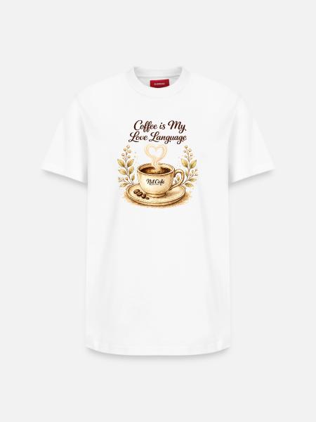 coffe_ist_my_live_language - Relaxed Unisex Supima Cotton T-Shirt – by SPREAD - white