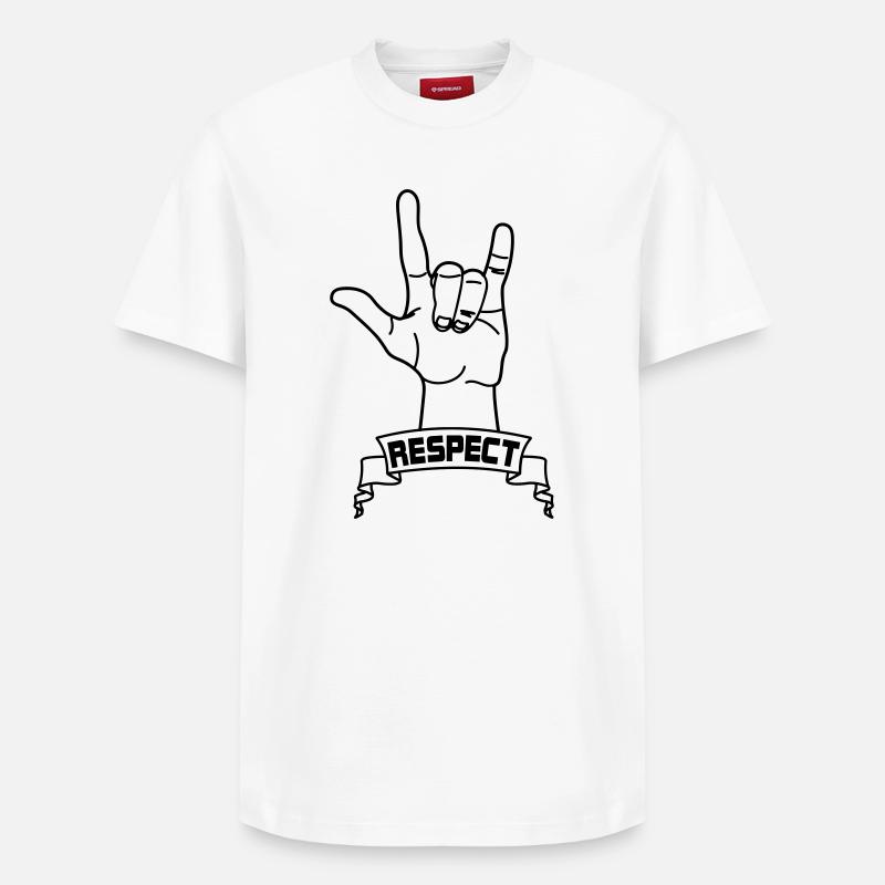 Handgeste Respekt mit Text RESPEKT - Relaxed Unisex Supima Cotton T-Shirt – von SPREAD - Weiß