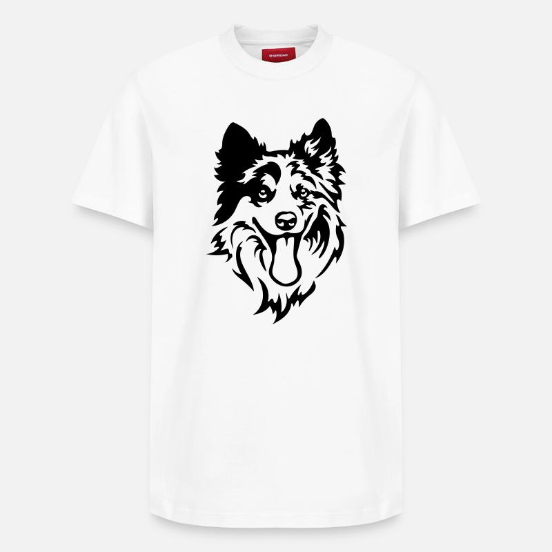 Tête de Border Collie - T-shirt unisexe décontracté en coton Supima – de SPREAD - blanc