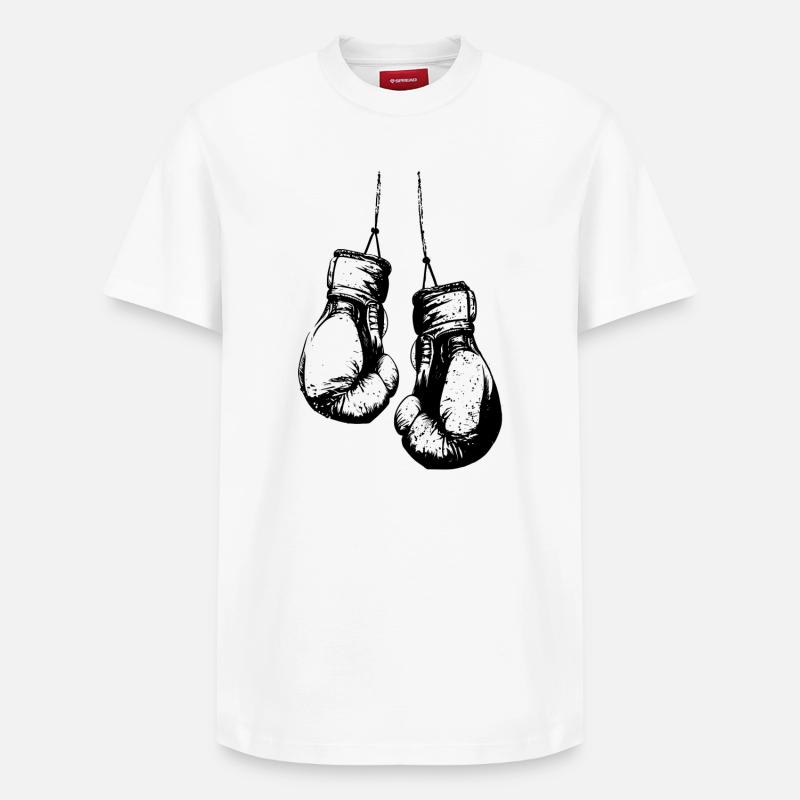 Hängende Boxhandschuhe schwarz - Relaxed Unisex Supima Cotton T-Shirt – von SPREAD - Weiß