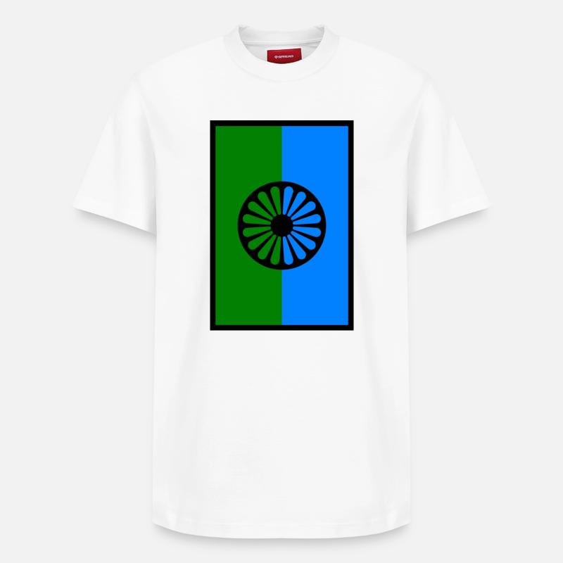 115552801 188819732 Drapeau rom 1 - T-shirt unisexe décontracté en coton Supima – de SPREAD - blanc