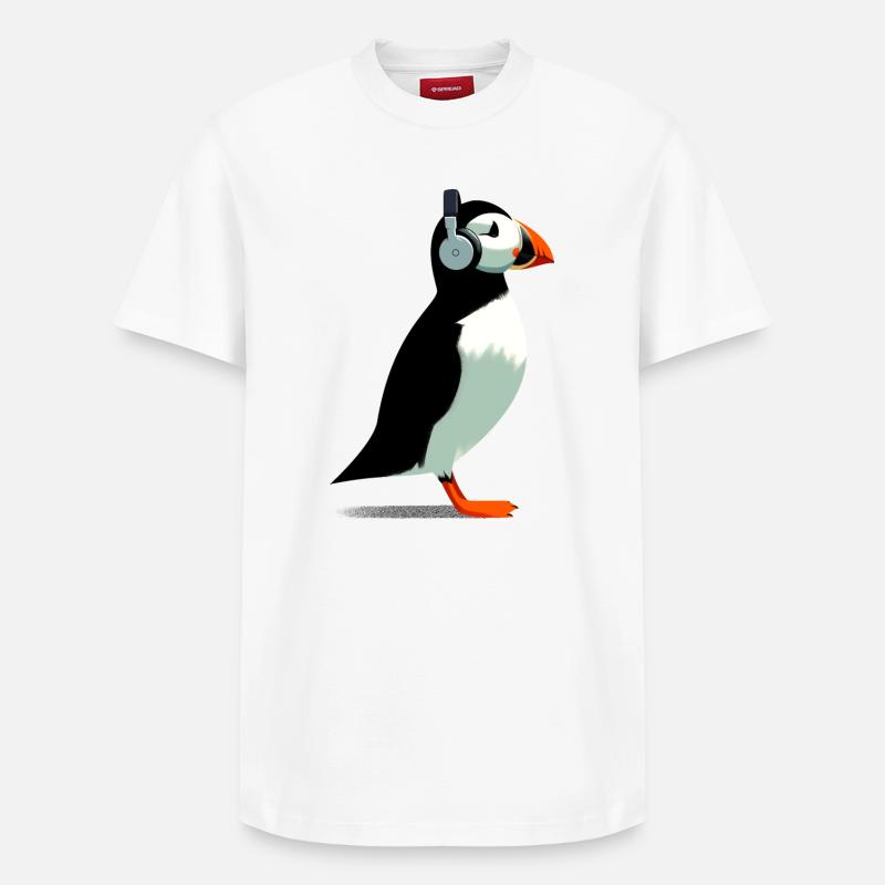 Macareux avec écouteurs - T-shirt unisexe décontracté en coton Supima – de SPREAD - blanc
