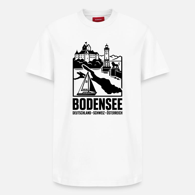 Bodensee Silhouette Wahrzeichen - Relaxed Unisex Supima Cotton T-Shirt – von SPREAD - Weiß