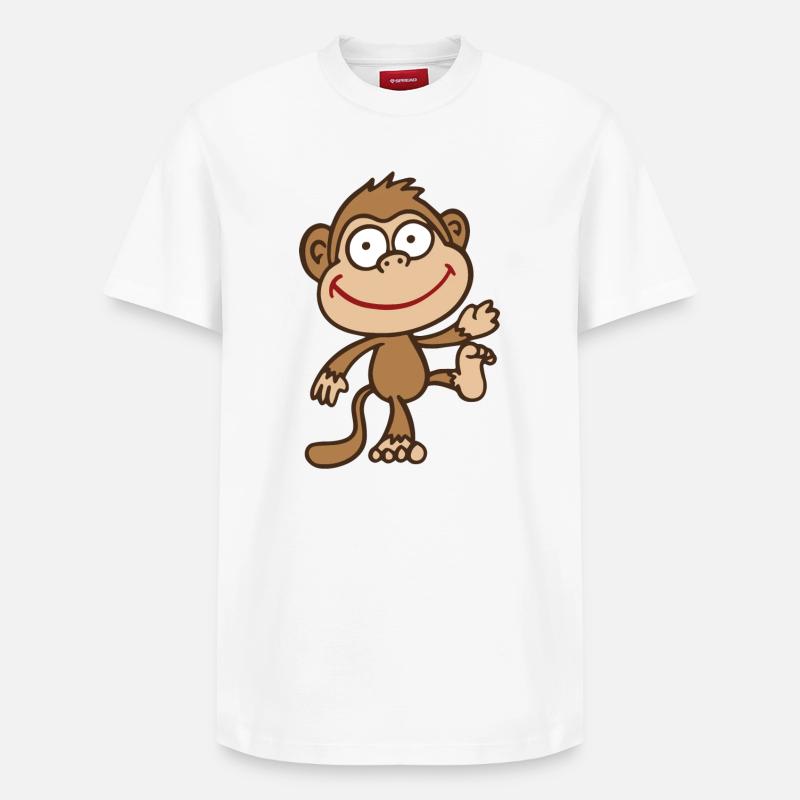 singe - T-shirt unisexe décontracté en coton Supima – de SPREAD - blanc