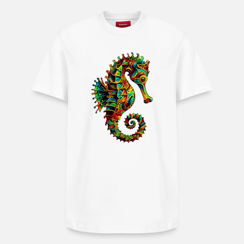 Hippocampe - T-shirt unisexe décontracté en coton Supima – de SPREAD - blanc