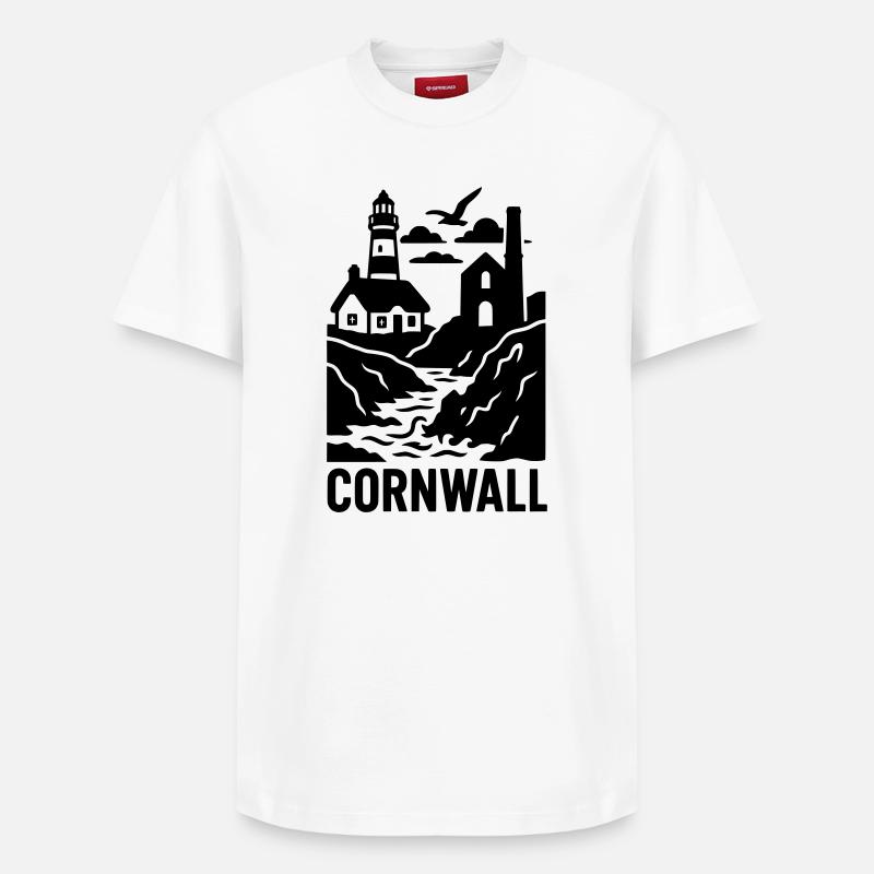 Silhouette de Cornouailles - T-shirt unisexe décontracté en coton Supima – de SPREAD - blanc
