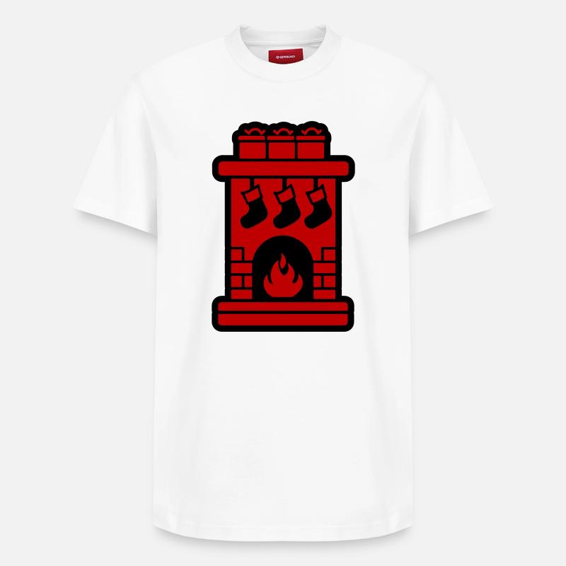 Cheminée de Noël Cheminée de Noël - T-shirt unisexe décontracté en coton Supima – de SPREAD - blanc