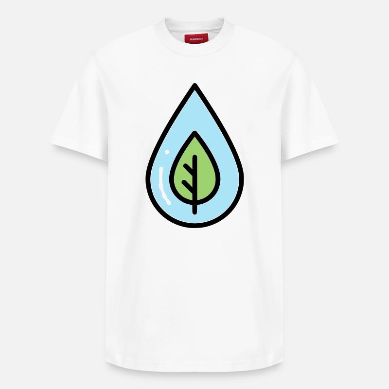 Wassertropfen Blatt Öko - Relaxed Unisex Supima Cotton T-Shirt – von SPREAD - Weiß