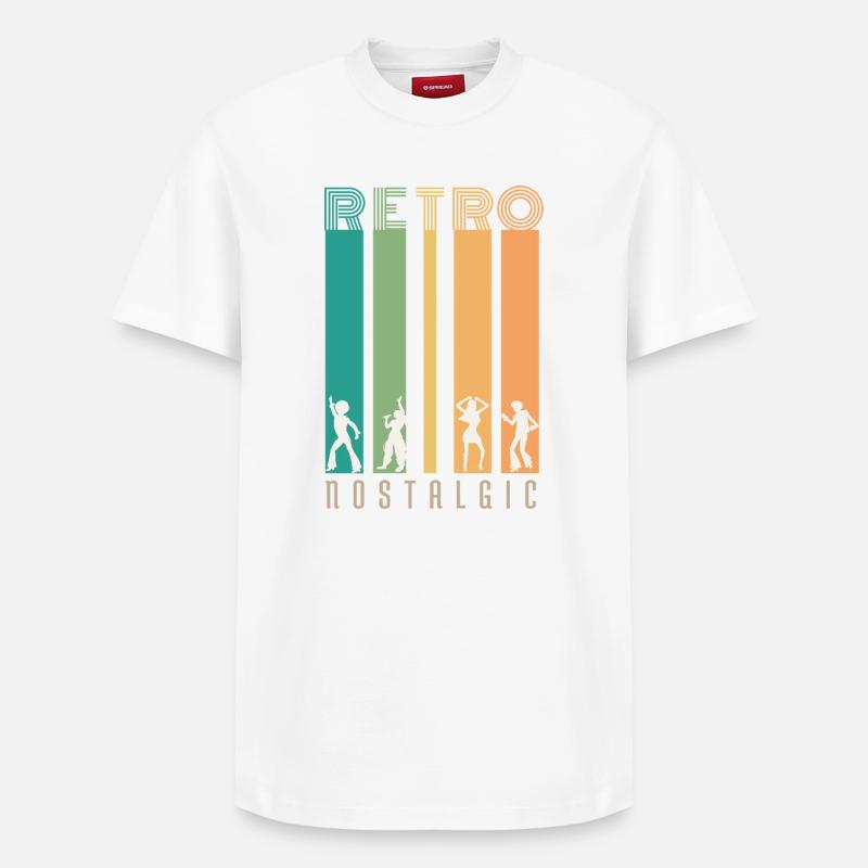 Retro Barres et Silhouettes Nostalgie - T-shirt unisexe décontracté en coton Supima – de SPREAD - blanc