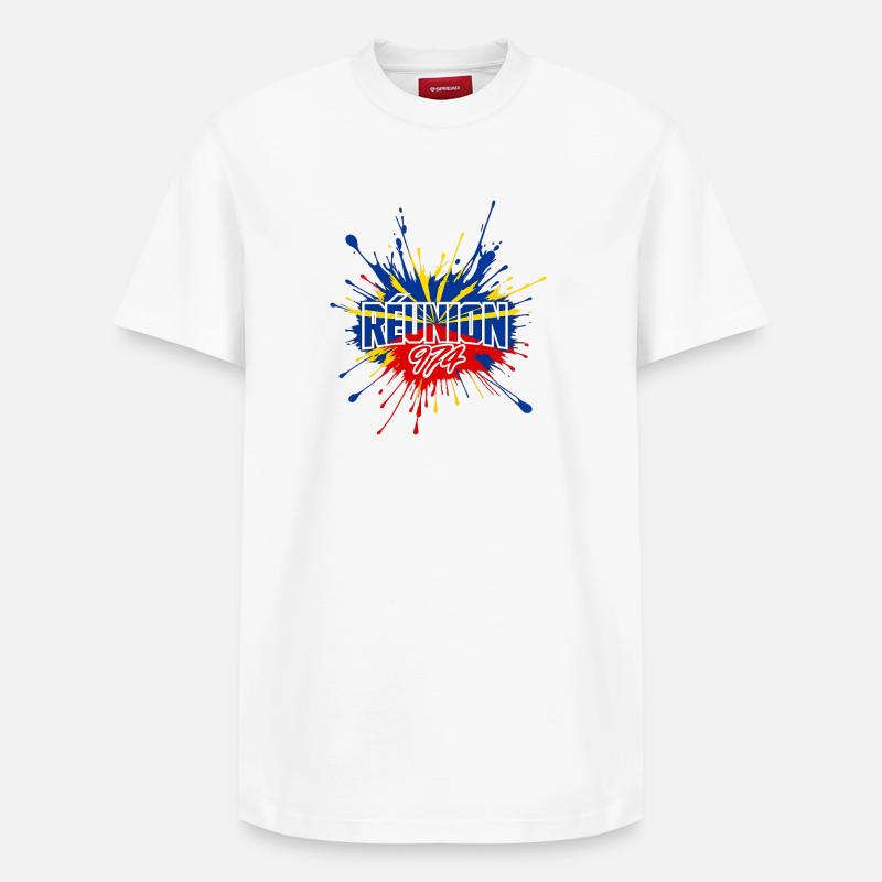 Splash Drapeau Réunion 974 - T-shirt unisexe décontracté en coton Supima – de SPREAD - blanc