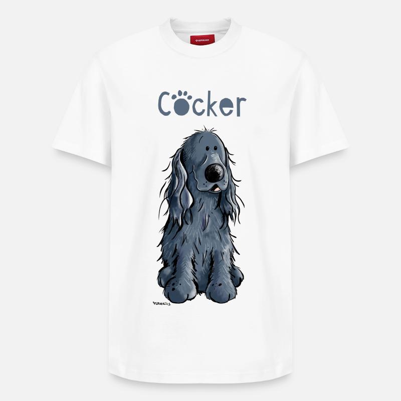 Drôle Cocker Spaniel - T-shirt unisexe décontracté en coton Supima – de SPREAD - blanc