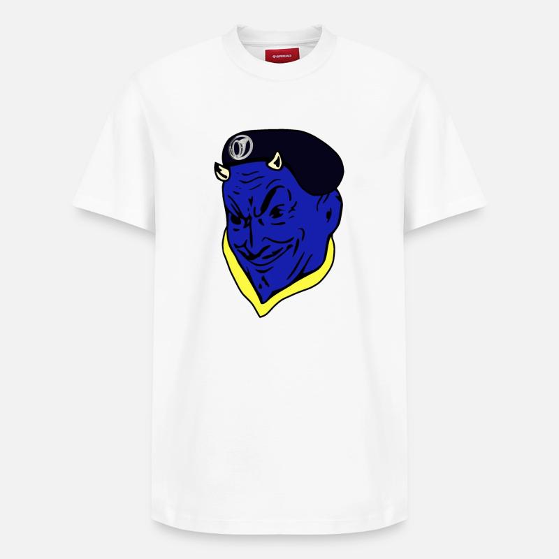 French Army Blue Devil Hunter - Relaxed Unisex Supima Cotton T-Shirt – by SPREAD - white
