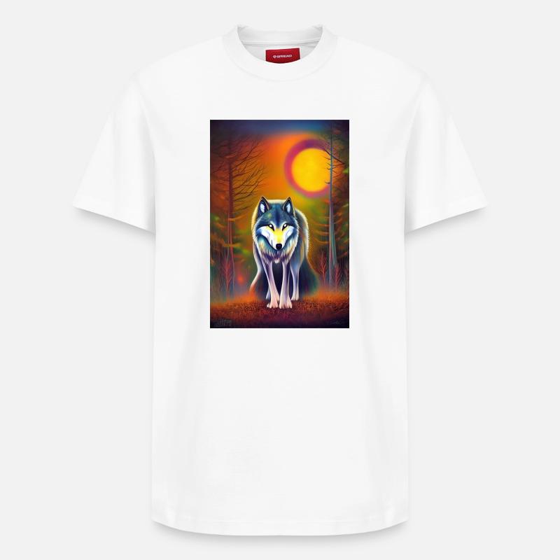 Wolf and Moon - Relaxed Unisex Supima Cotton T-Shirt – by SPREAD - white