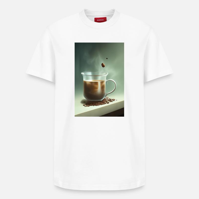 Café, grains de café - T-shirt unisexe décontracté en coton Supima – de SPREAD - blanc