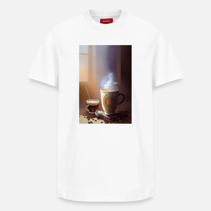 Kaffee, Kaffeebohnen - Relaxed Unisex Supima Cotton T-Shirt – von SPREAD - Weiß